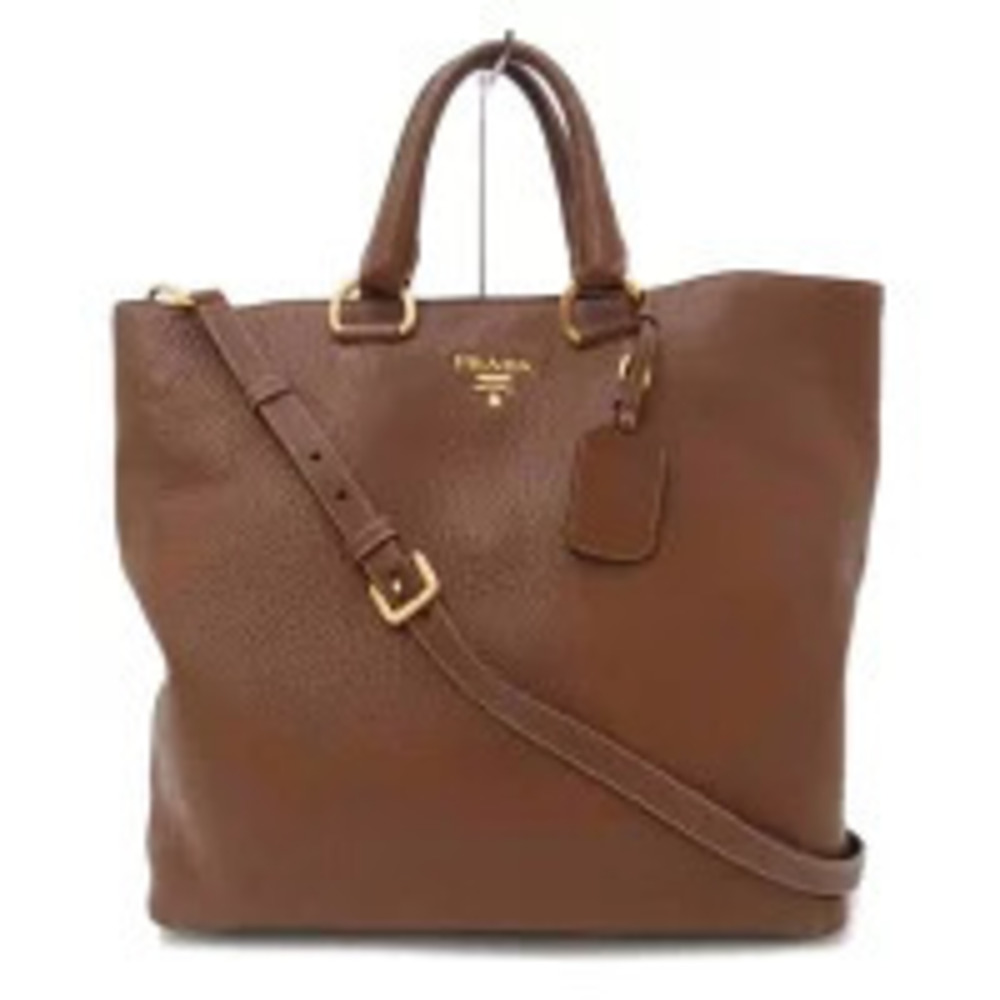 Prada Daino Convertible Shopper Tote bag brown leather